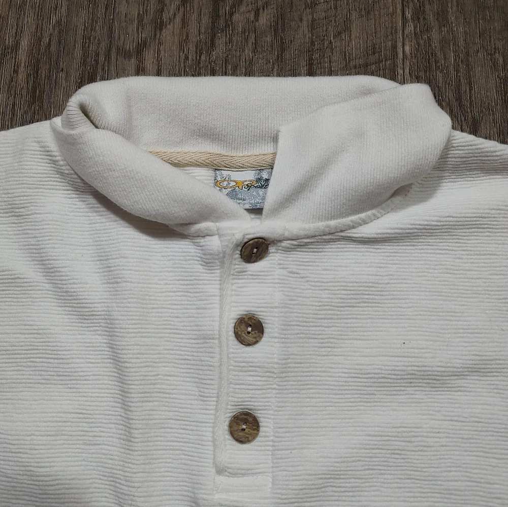 OP Sport Men's Classic White Textured Henley Short Sleeve Shirt Size XL